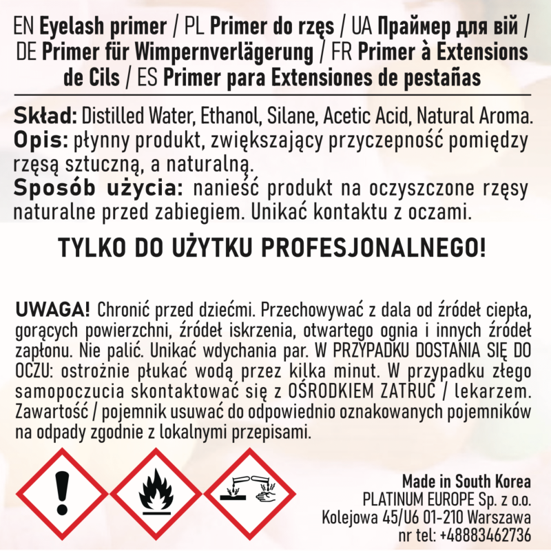 Primer do przedЕ‚uЕјania rzД™s bez zapachu PLATINUM 15 ml