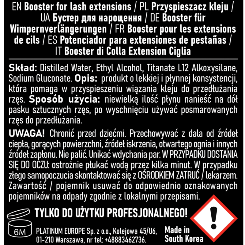 Booster-Przyspieszacz kleju do przedЕ‚uЕјania rzД™s bez zapachu PLATINUM 15 ml