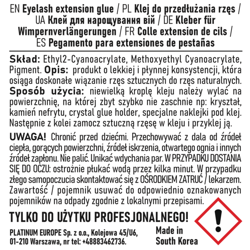 Klej do przedЕ‚uЕјania rzД™s Crystal PLATINUM 5 ml
