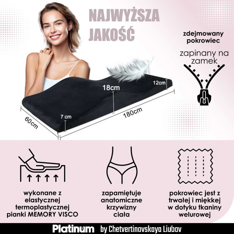 Anatomic Cosmetic Mattress with Memory Foam PLATINUM pink + silicone cover FREE - for legs or head