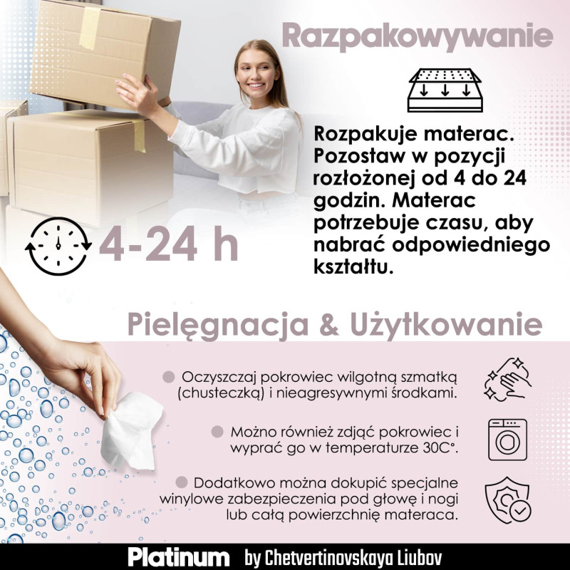 Anatomic Cosmetic Mattress with Memory Foam PLATINUM pink + silicone cover FREE - for legs or head