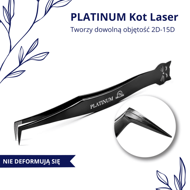 Tweezers for Eyelash Extensions Cat Laser PLATINUM