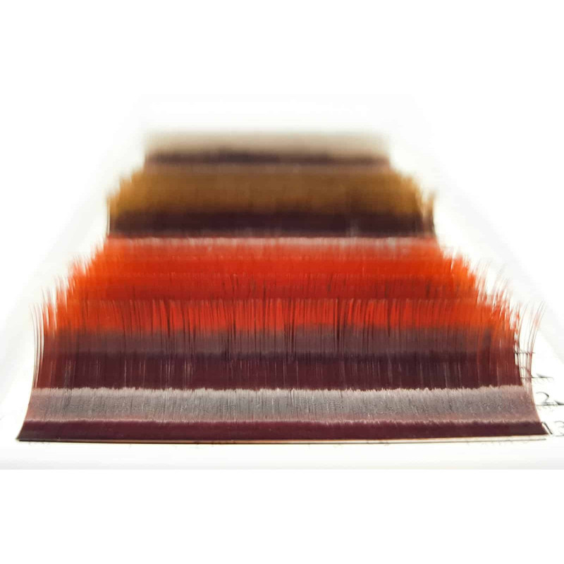 Eyelash Extensions Color Ombre MIX (White/Brown/Red) PLATINUM Curl CC 0.07 8вЂ“13mm