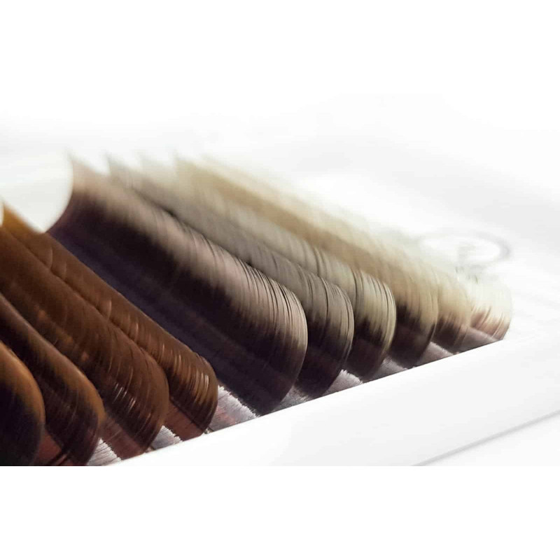 Eyelash Extensions Color Ombre MIX (White/Brown/Red) PLATINUM Curl CC 0.07 8вЂ“13mm