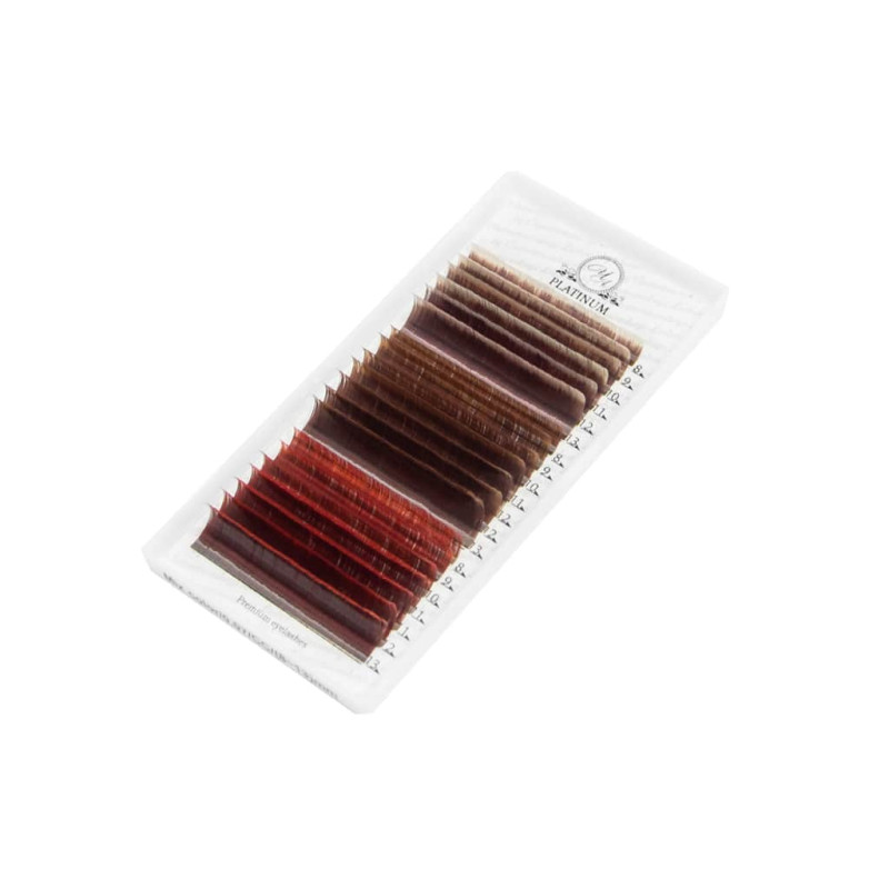 Eyelash Extensions Color Ombre MIX (White/Brown/Red) PLATINUM Curl CC 0.07 8вЂ“13mm