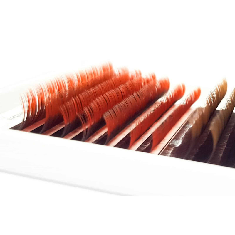 Eyelash Extensions Color Ombre MIX (White/Brown/Red) PLATINUM Curl CC 0.07 8вЂ“13mm