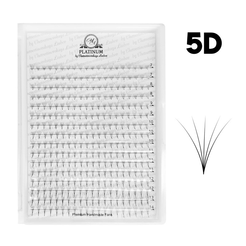 Ready Fan Eyelash Clusters PLATINUM 5D 0.07 Curl D 7вЂ“14 mm