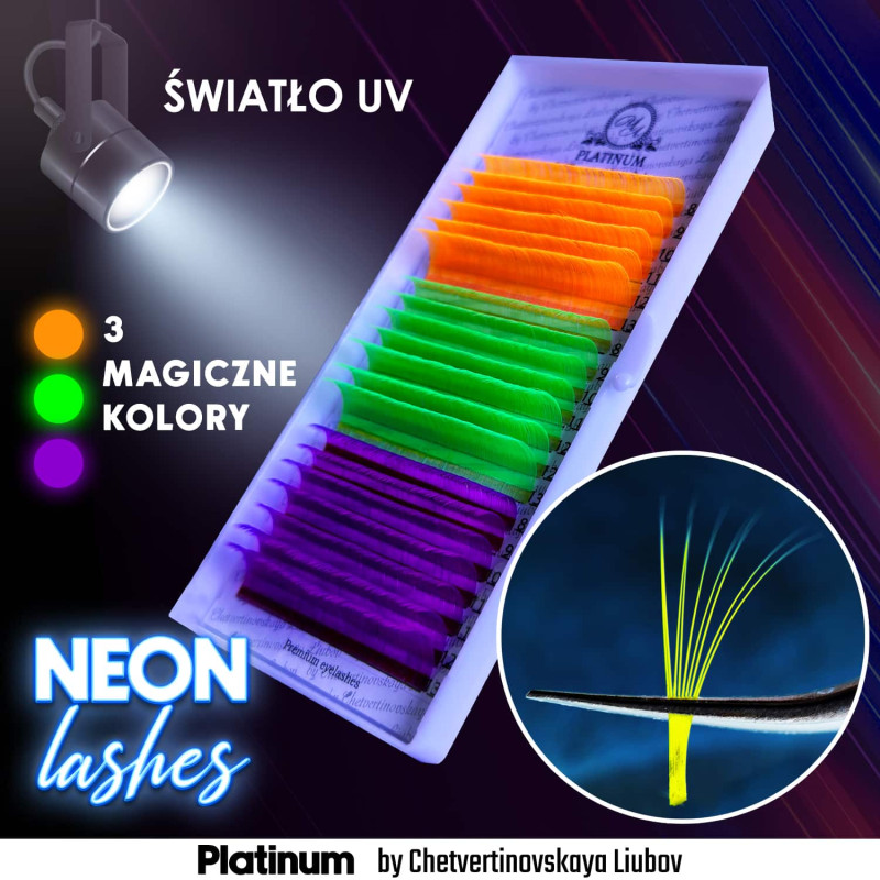 RzД™sy do PrzedЕ‚uЕјania Kolorowe NEON MIX (PomaraЕ„czowy/Zielony/Fioletowy) PLATINUM SkrД™t CC 0.07 8вЂ“13mm