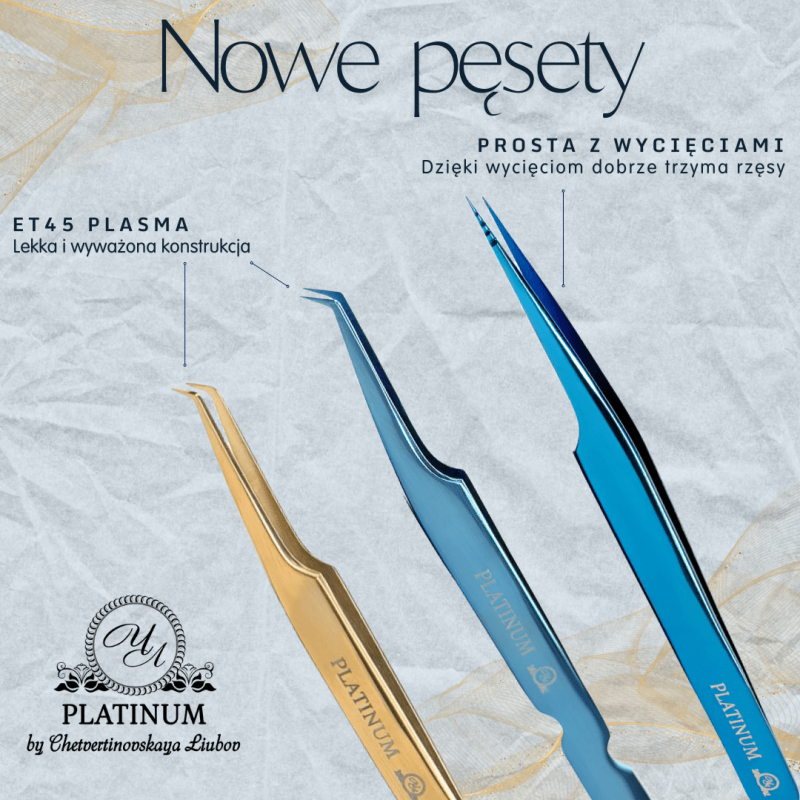 Tweezers for Eyelash Extensions  ET 45 Plasma blue PLATINUM