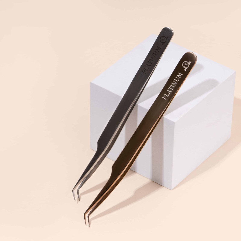 Tweezers for Eyelash Extensions ET 45 grey PLATINUM
