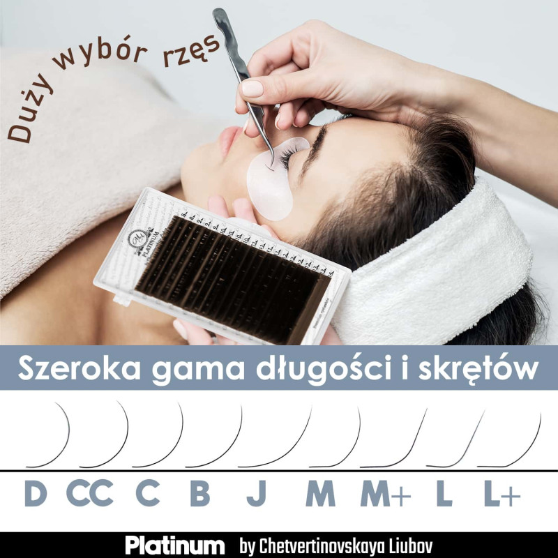 WimpernverlГ¤ngerung Dark Choco PLATINUM 20 Linien Schwung РЎ 0.085 7-12mm
