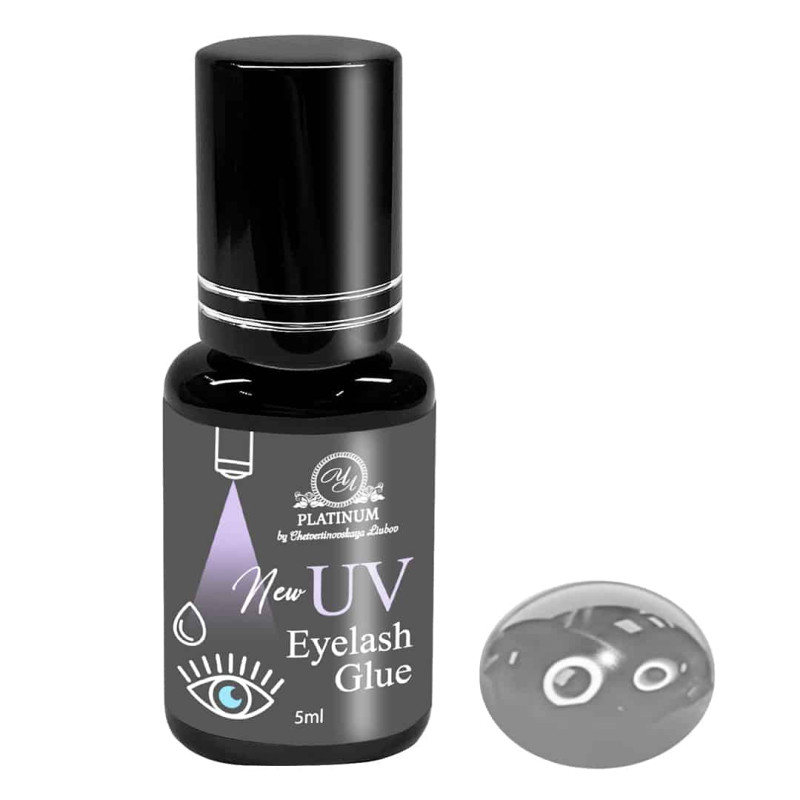Eyelash Extension UV Glue 2.0 Transparent PLATINUM + UV eye patches FREE