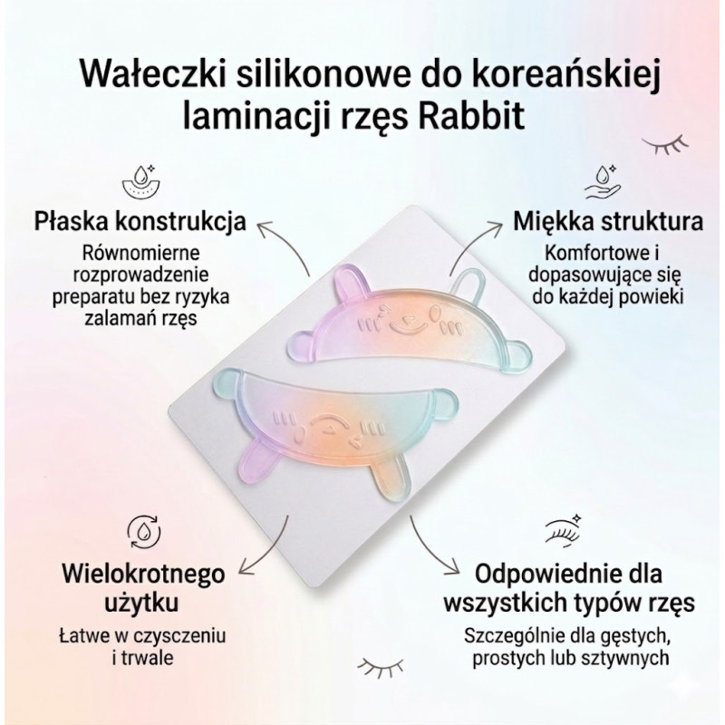 WaЕ‚eczki silikonowe do koreaЕ„skiej laminacji rzД™s Rabbit 1 para PLATINUM