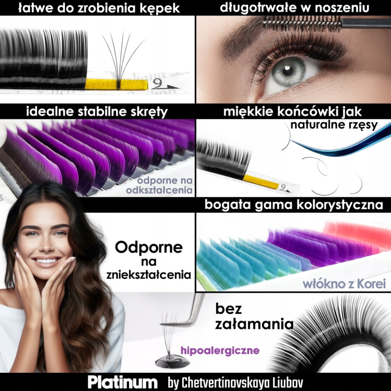 RzД™sy do PrzedЕ‚uЕјania Kolorowe Fioletowe PLATINUM SkrД™t CC 0.07 8вЂ“14mm