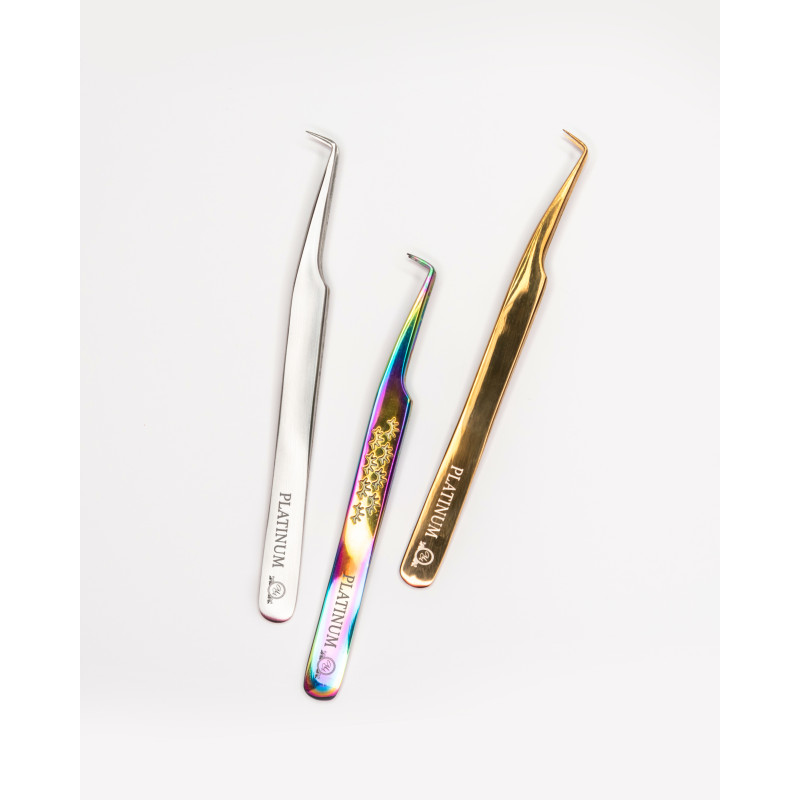 Tweezers for Eyelash Extensions ET 15 Multicolor Lash PLATINUM